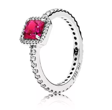 Anillo cuadrado Halo Rojo Zalett Charms