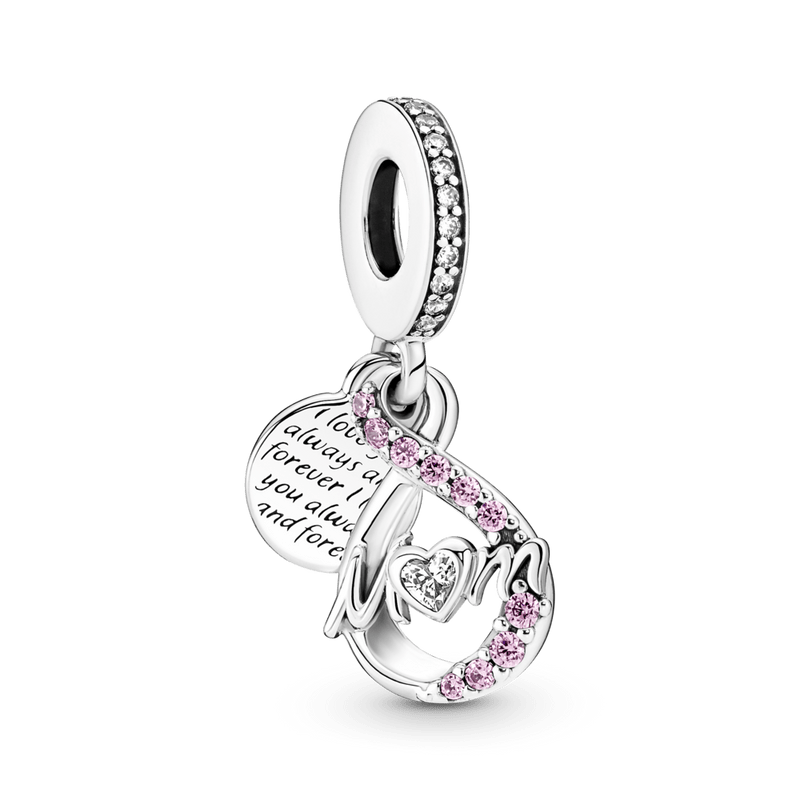 Mom pendant with pink stones
