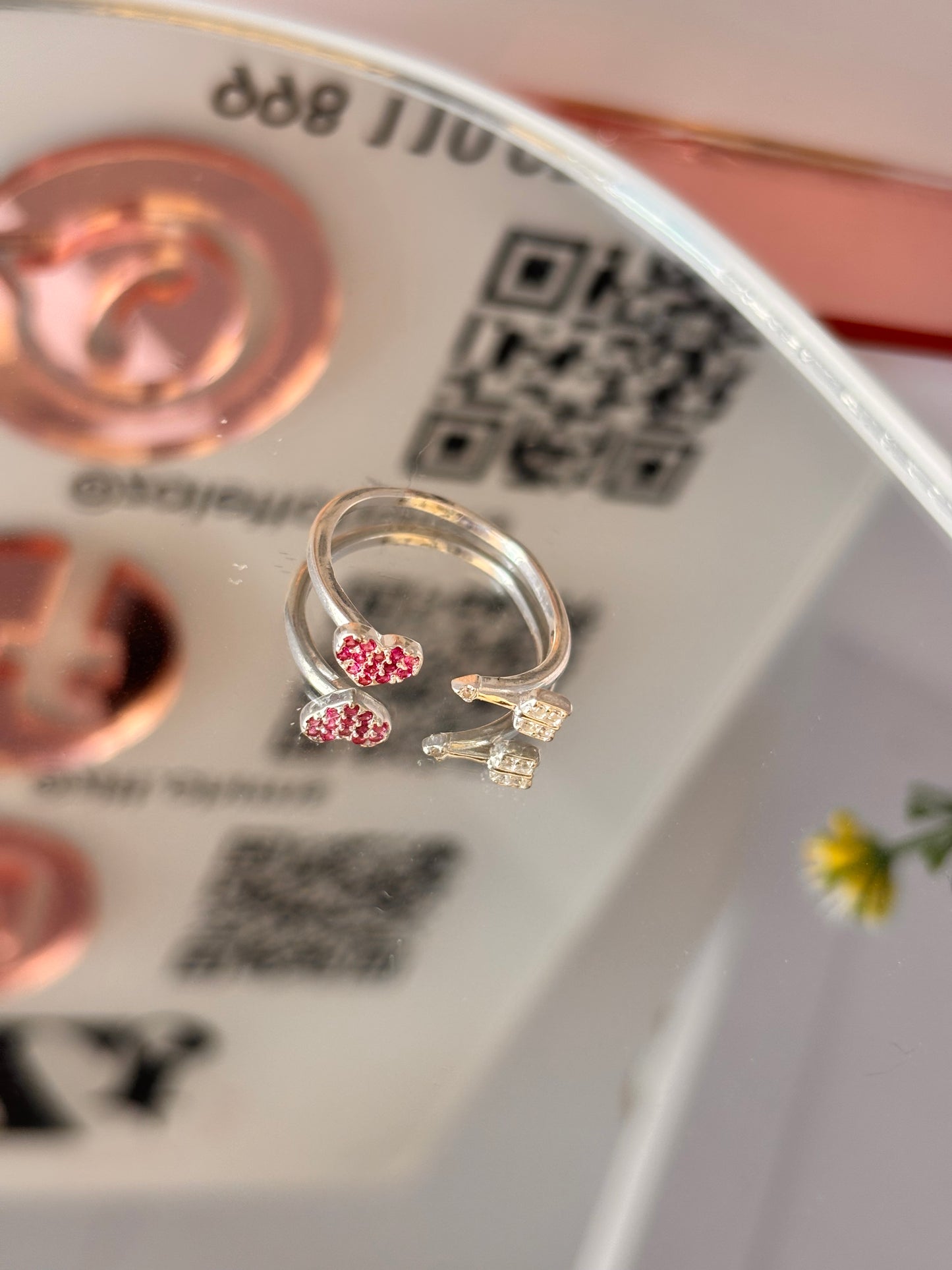 Anillo corazón + flecha ajustable
