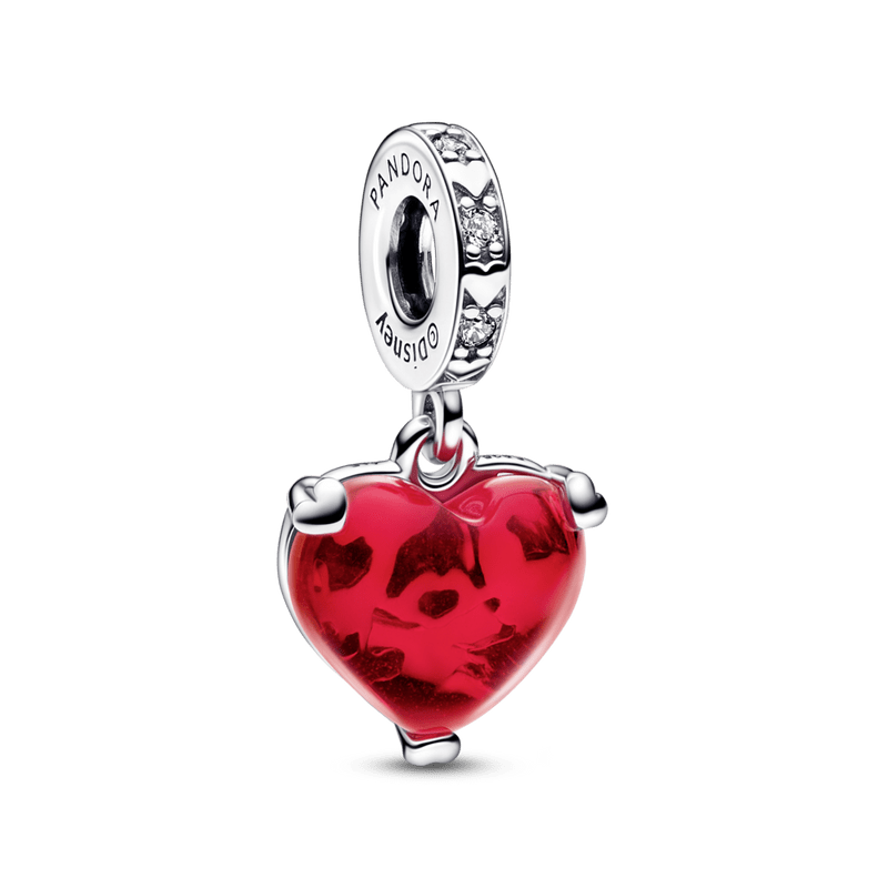 Mickey and Minnie Mouse Kiss Red Murano Glass Pendant