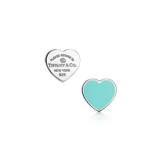 Aretes Corazón Aqua y Plata
