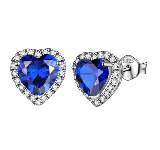 Aretes Corazón Azul