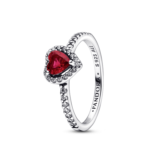 Anillo Corazón Elevado Rojo