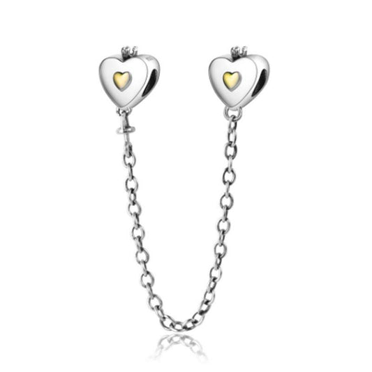 Two-tone heart safety chain