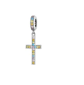 Cross pendant colored stones