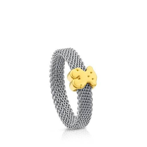 Anillo Mesh Motivo Oso Oro