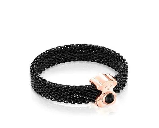 Anillo motivos negro oso rose gold